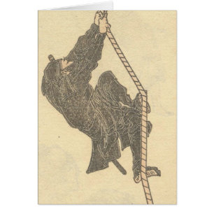 Ninja Climbing a Rope circa 1800s Japan Cards
