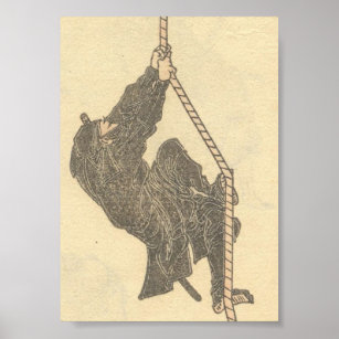 Ninja Climbing a Rope circa 1800s Poster