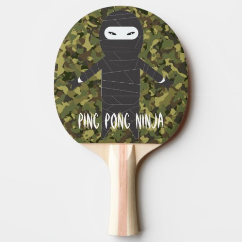 Ninja Cool Green Camo Fun Ping Pong Paddle