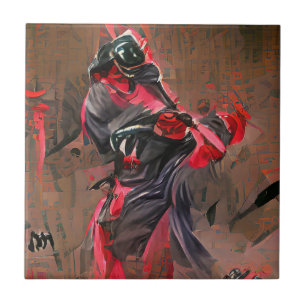Ninja death graphic abstract art ceramic tile