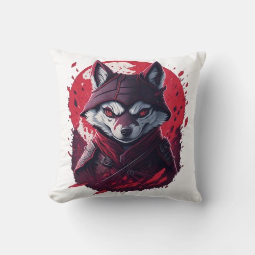 Ninja dog nice t_shirt AI design Throw Pillow