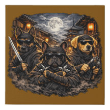 Ninja Dogs Under the Moonlight Funny Canine