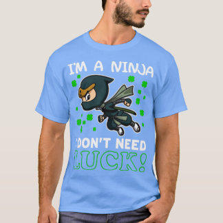 Ninja dont Need Luck St Patricks Day Kids T-Shirt