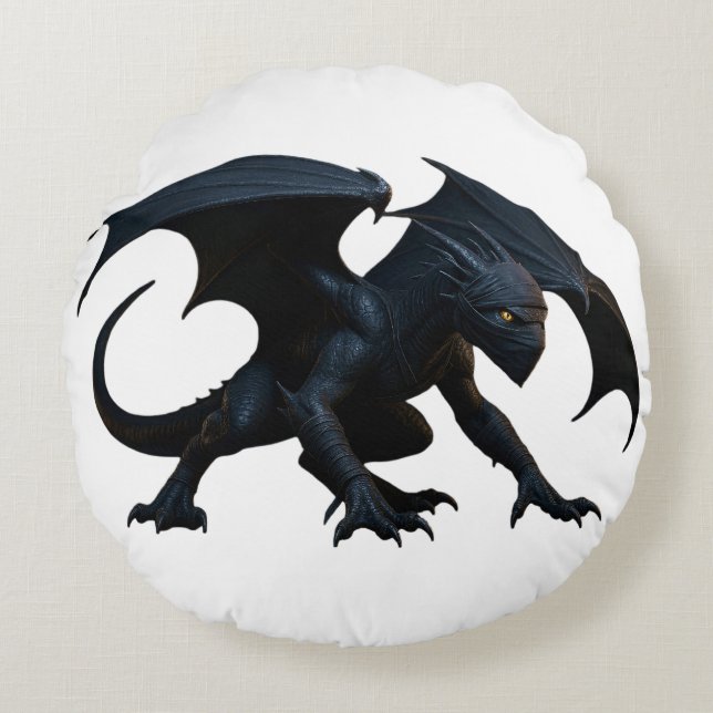 Ninja Dragon Round Pillow (Front)
