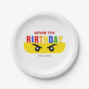 Ninja Eyes Building Blocks Bricks Birthday Paper Plates