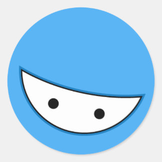 Ninja Face (Blue Classic Round Sticker