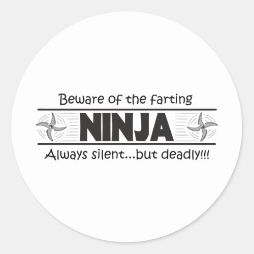 ninja fart classic round sticker