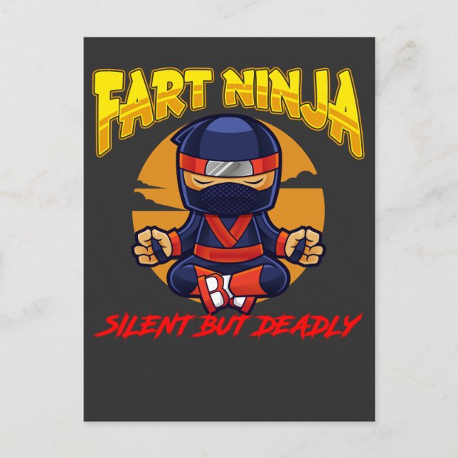Ninja Fart Humor Karate Silent Farting Joke Postcard (Front)