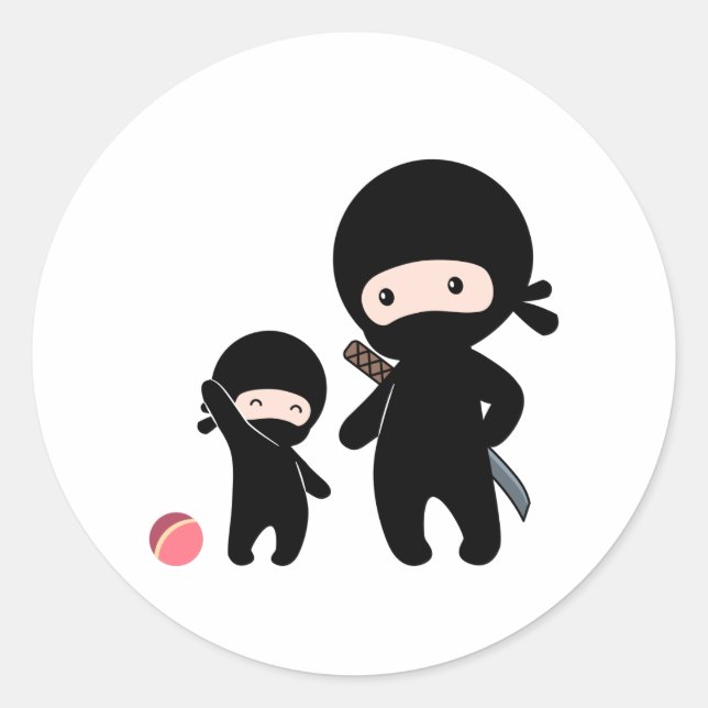 Ninja Father and Kid Classic Round Sticker (Front)