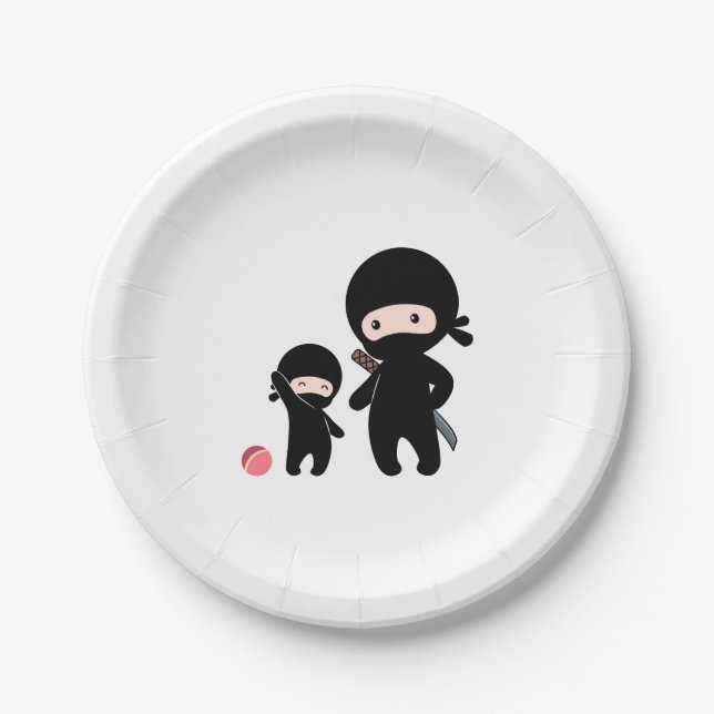 Ninja Father and Kid Paper Plates (Front)
