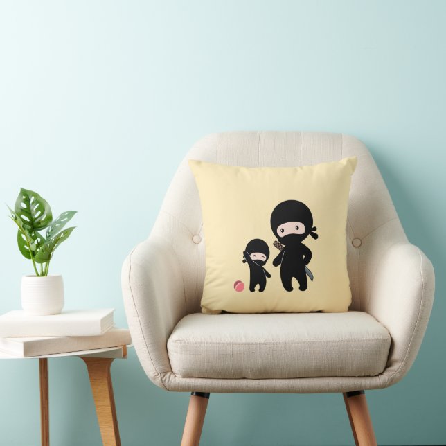 Ninja Father and Kid Throw Pillow (Chair)