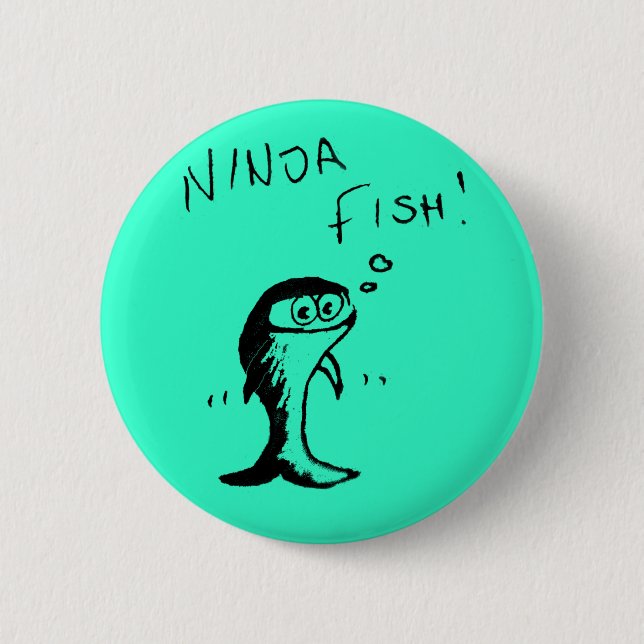 Ninja Fish Button Badge (Front)