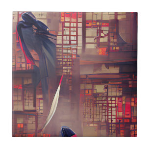 Ninja ghosts fantasy graphic abstract art ceramic tile