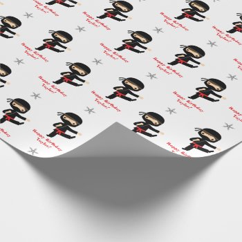 Ninja Gift Wrap Boy Red Black Personalized by CallaChic at Zazzle