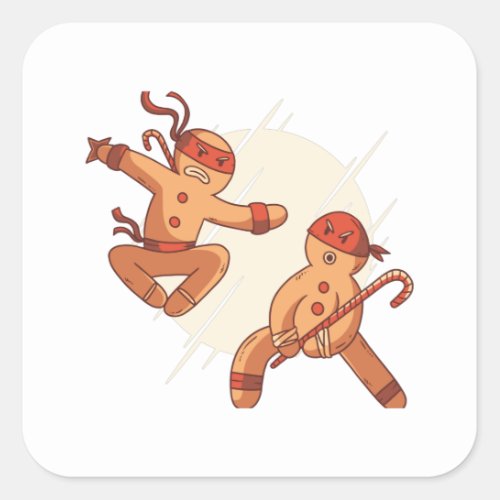 Ninja gingerbread square sticker