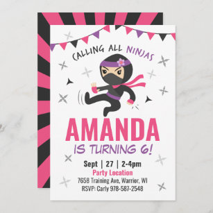 Ninja Girl Birthday Invitation