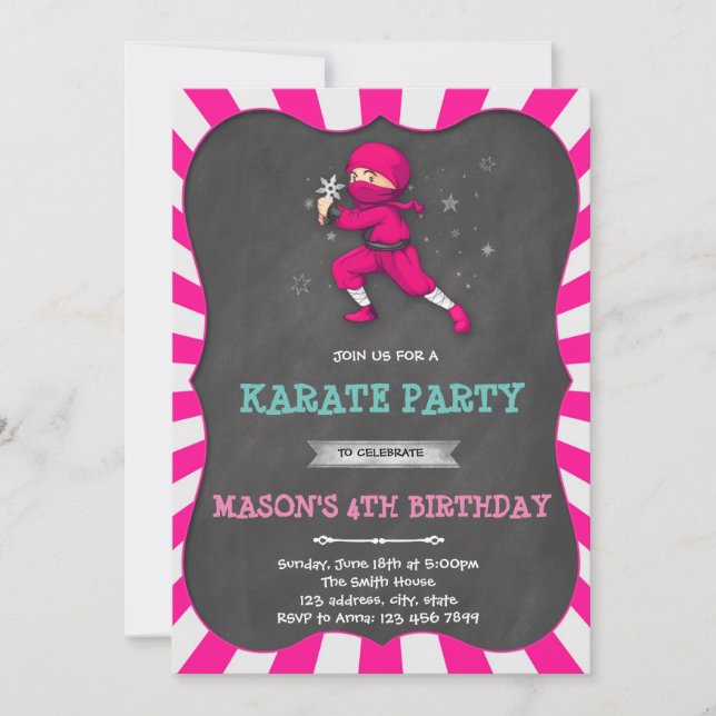 Ninja girl birthday party Invitation (Front)