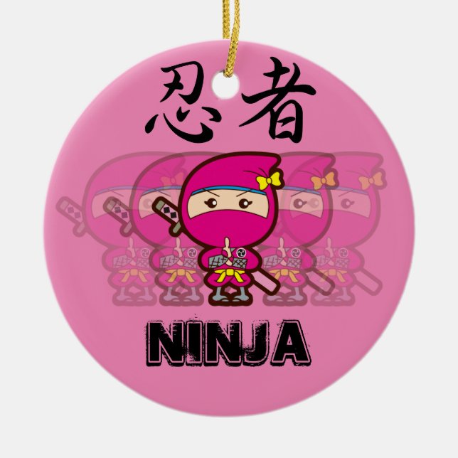 Ninja Girl Ceramic Ornament (Front)