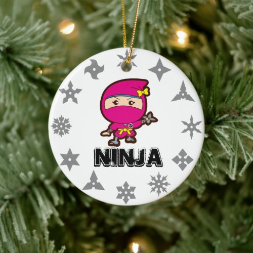 Ninja Girl Ceramic Ornament
