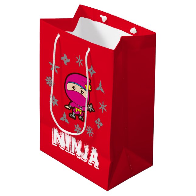 Ninja Girl Christmas Medium Gift Bag (Front Angled)