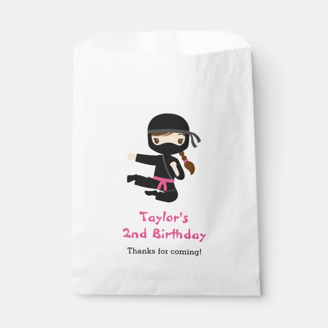 Ninja Girl Favor Bags Personalized Birthday Party (Front)