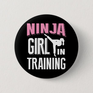 Ninja Girl In Training Karate Taekwondo S For Girl Button