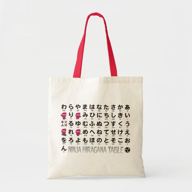 Ninja Girl Japanese Hiragana table Tote Bag (Front)