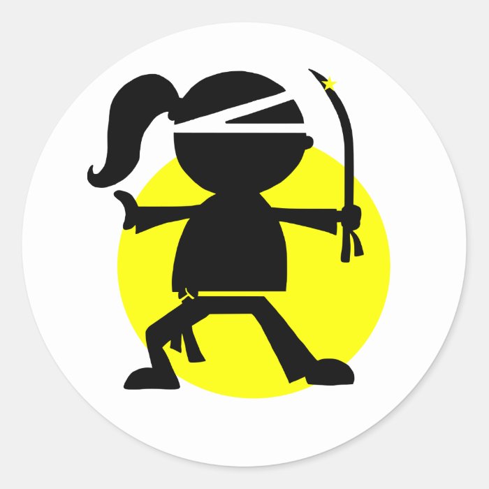 Ninja Girl Round Stickers