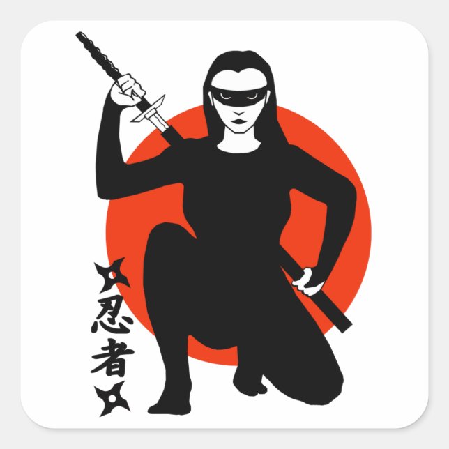 Ninja Girl Square Sticker (Front)
