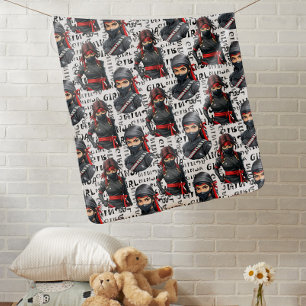 Ninja Girls Anime With Text Pattern Design Baby Blanket