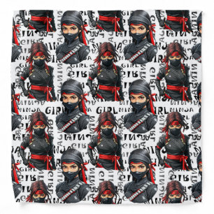 Ninja Girls Anime With Text Pattern Design Bandana