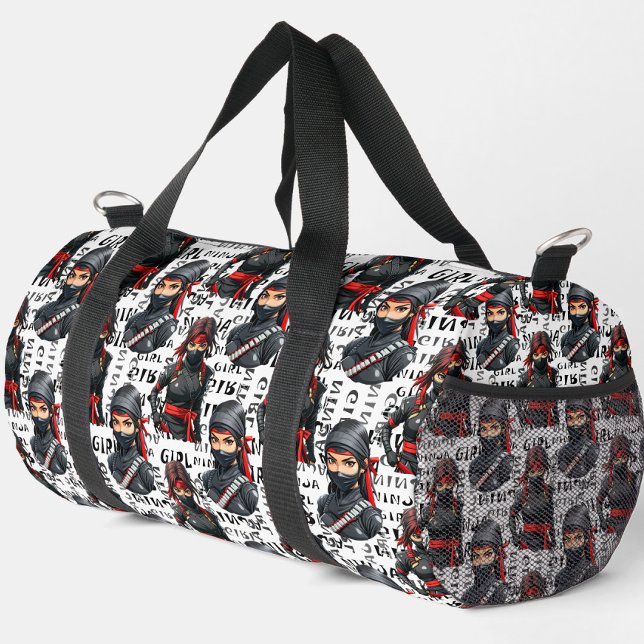 Ninja Girls Anime With Text Pattern Design Duffle Bag (Creator Uploaded)