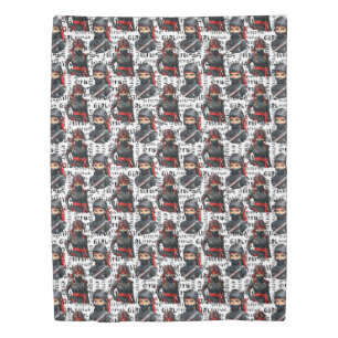 Ninja Girls Anime With Text Pattern Design Duvet Cover