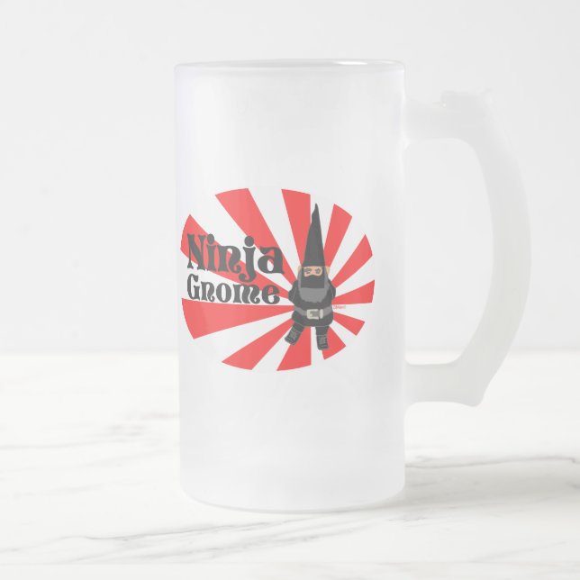 Ninja Gnome Frosted Glass Beer Mug (Right)