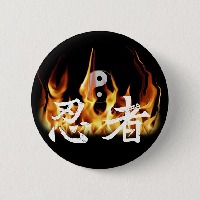 Ninja in Fire Pinback Button (Front)