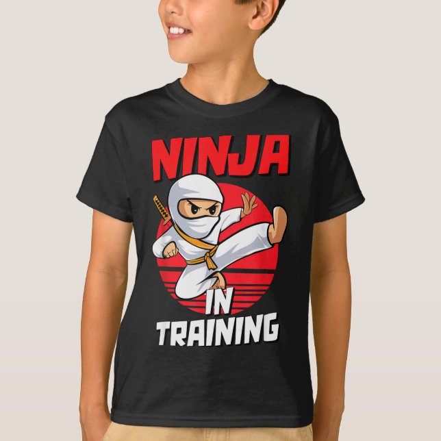 Ninja In Training Costume Party Warrior Boys Girls T-Shirt (Front)