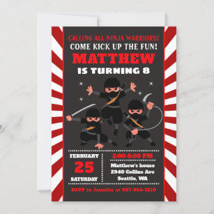 Ninja Warrior Invitations Zazzle