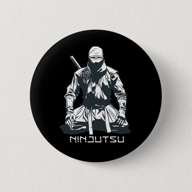 Ninja Japanese Ninjutsu Assassin Design Button (Front)