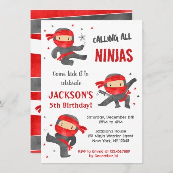 Ninja Karate Birthday Party Invitations by SugarPlumPaperie at Zazzle