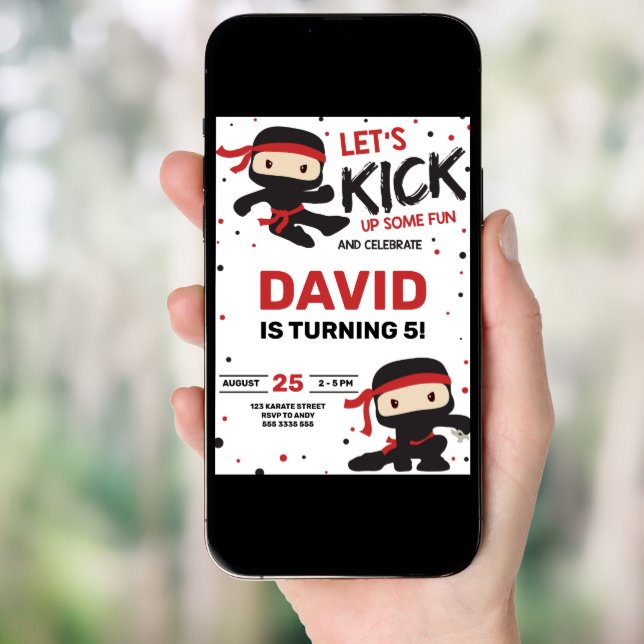Ninja Karate Boy Birthday Martial Arts Invitation (Front Digital)