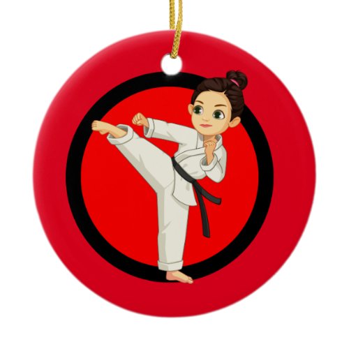 Ninja/Karate Girl Ceramic Ornament