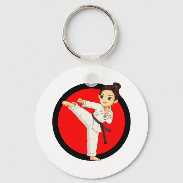 Ninja/Karate Girl Keychain (Front)