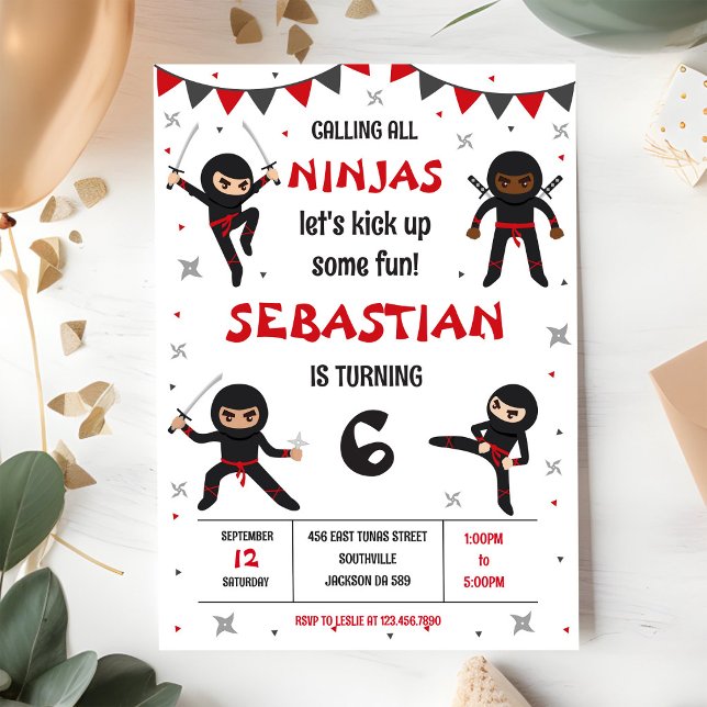 Ninja Karate Kids Boy Birthday Party Invitation (Creator Uploaded)