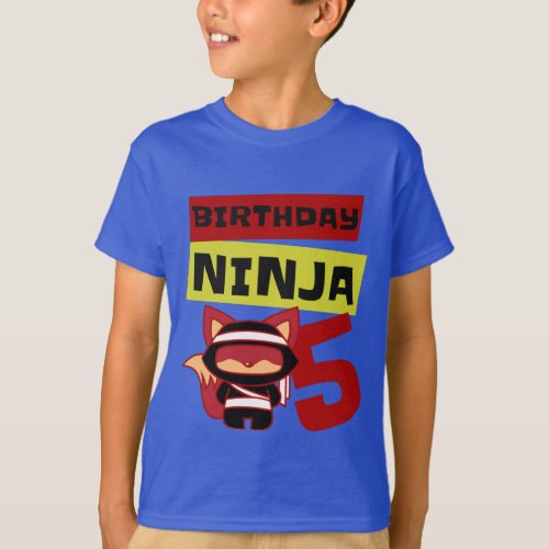 Ninja Kids 5th Birthday Im 5 Years Old boy tee