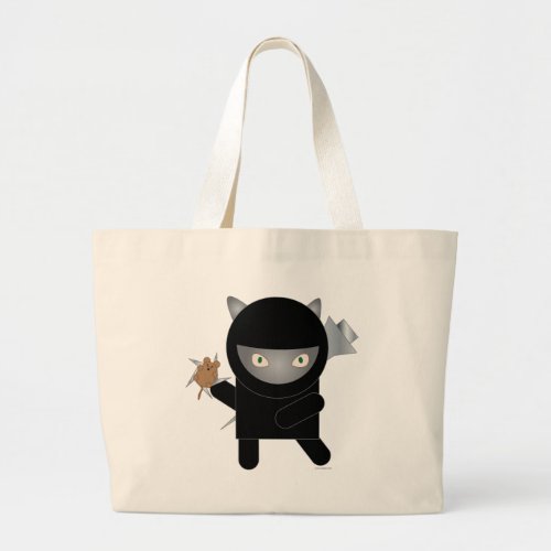 Ninja Kitty Cat Cartoon Cute Mouse Large Tote Bag