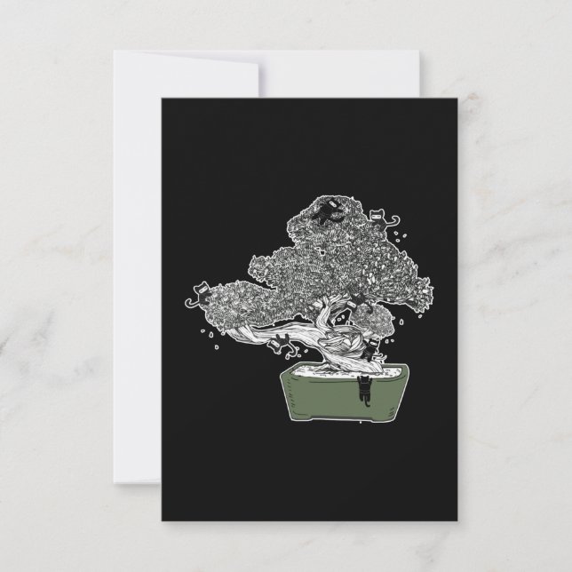 Ninja Kitty Cats Bonsai Tree Japanese Buddhist Zen Thank You Card (Front)