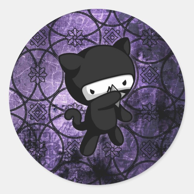 Ninja Kitty Classic Round Sticker (Front)