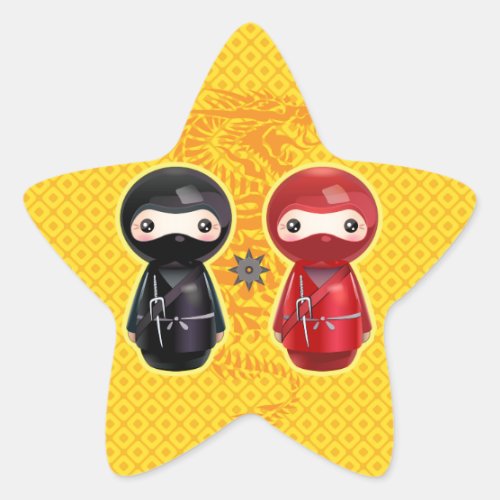 Ninja Kokeshi Star Sticker