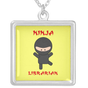 Ninja Librarian Silver Plated Necklace