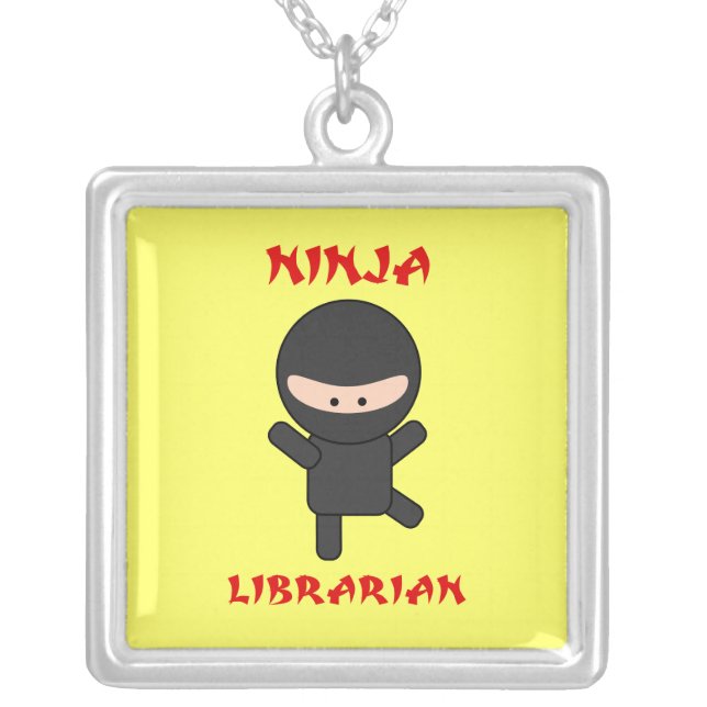 Ninja Librarian Silver Plated Necklace (Front)